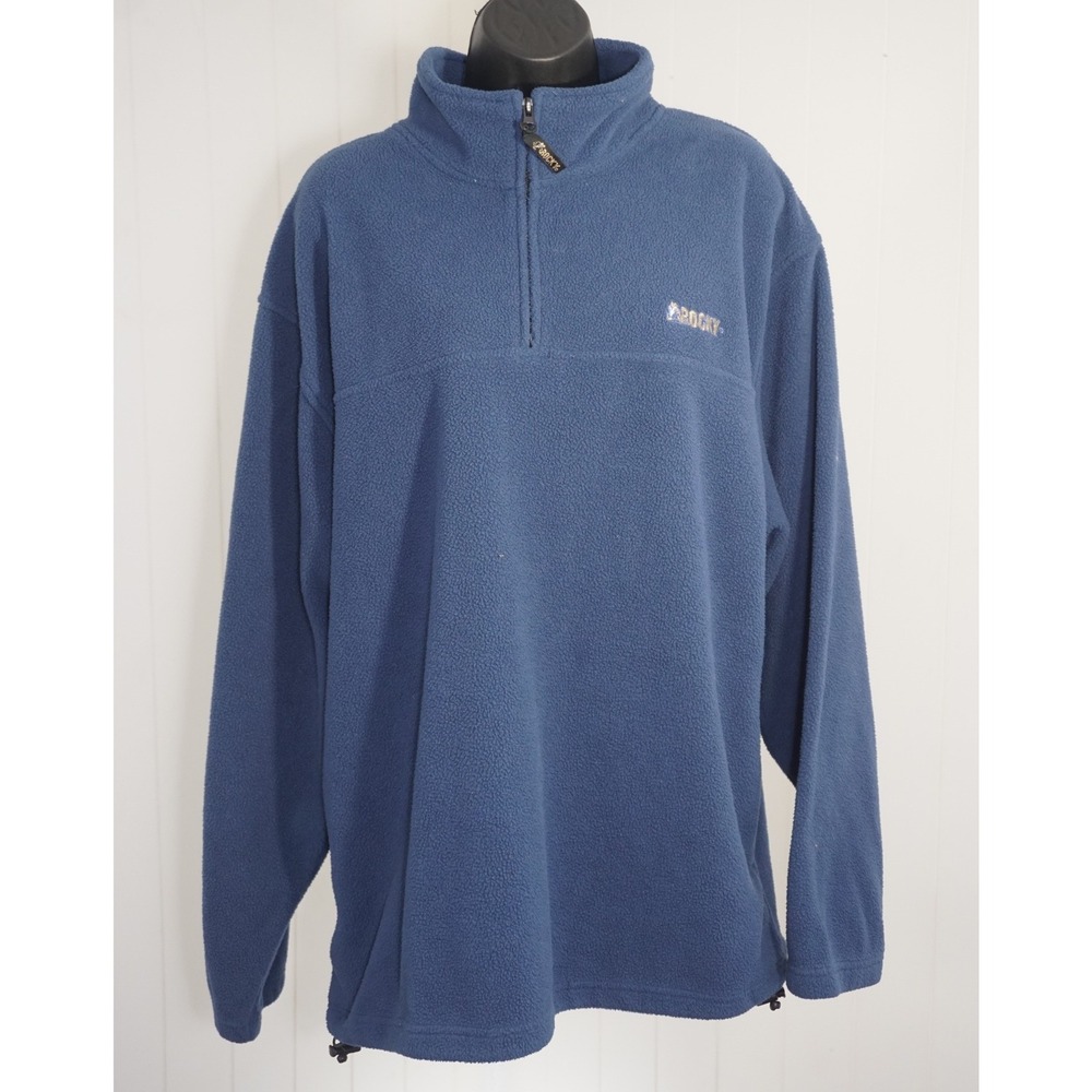 Rocky Large Blue Polyester Fleece Quarter Zip Pullover Sweater